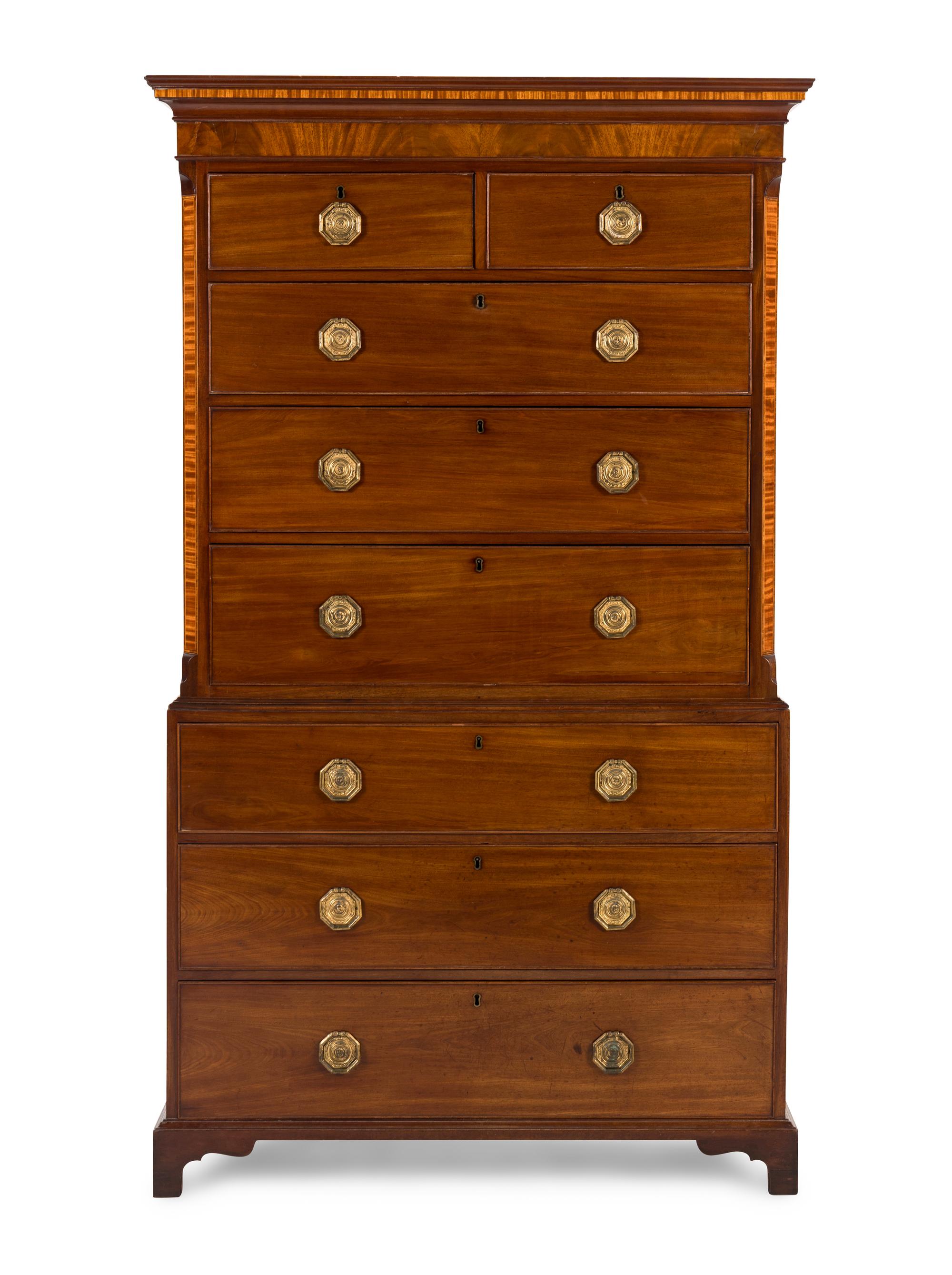 A Late George III Mahogany Chest on Chest