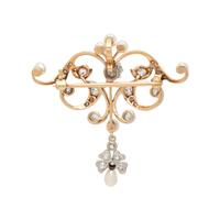 EDWARDIAN, DIAMOND AND PEARL PENDANT/BROOCH
