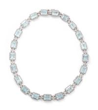 AQUAMARINE AND DIAMOND NECKLACE