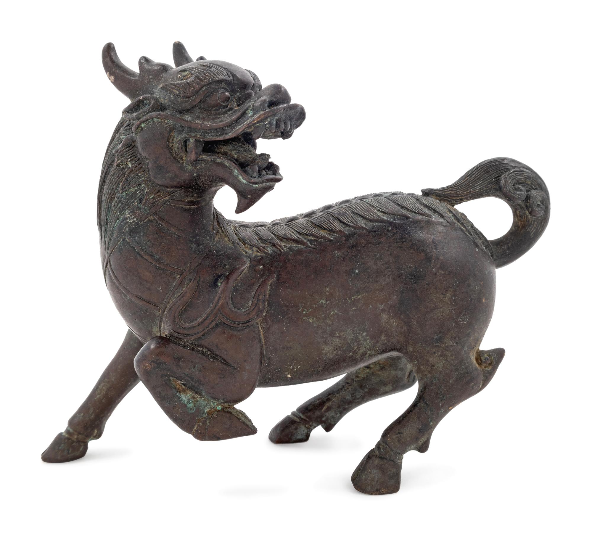 A Chinese Bronze Figure of a Qilin