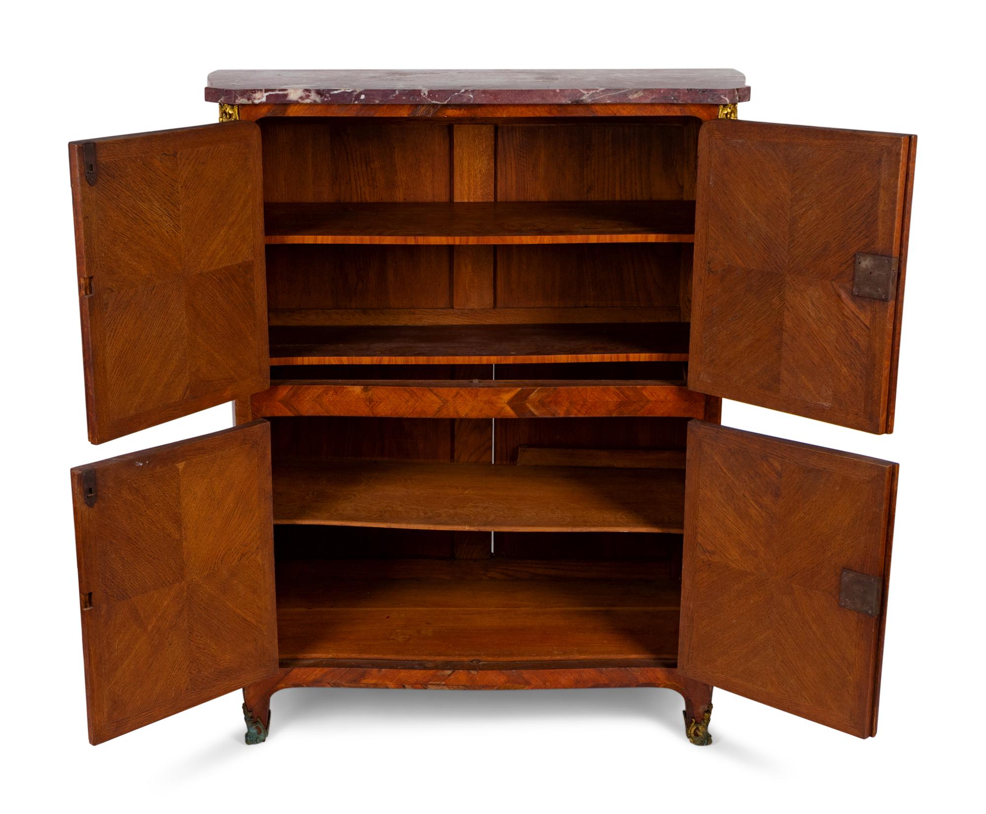 A French Empire Style Marble Top Marquetry Cabinet — 19TH/20TH CENTURY