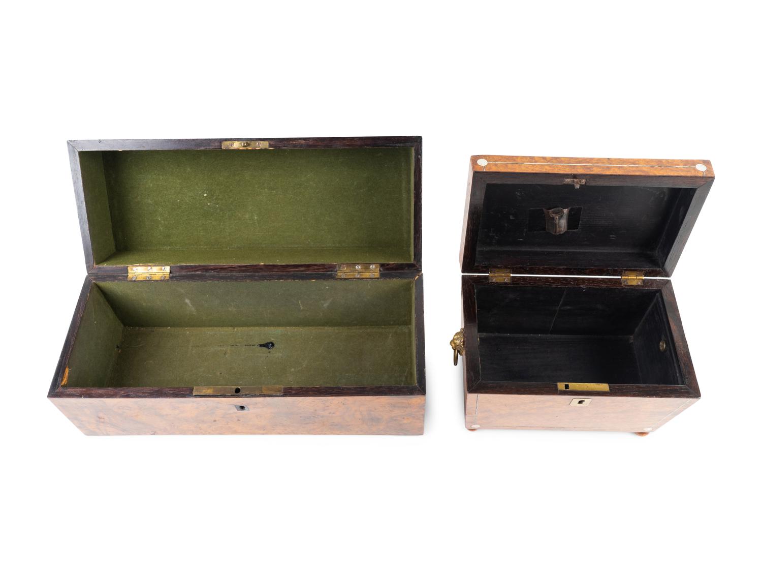 Two English Burlwood Boxes — 19TH CENTURY