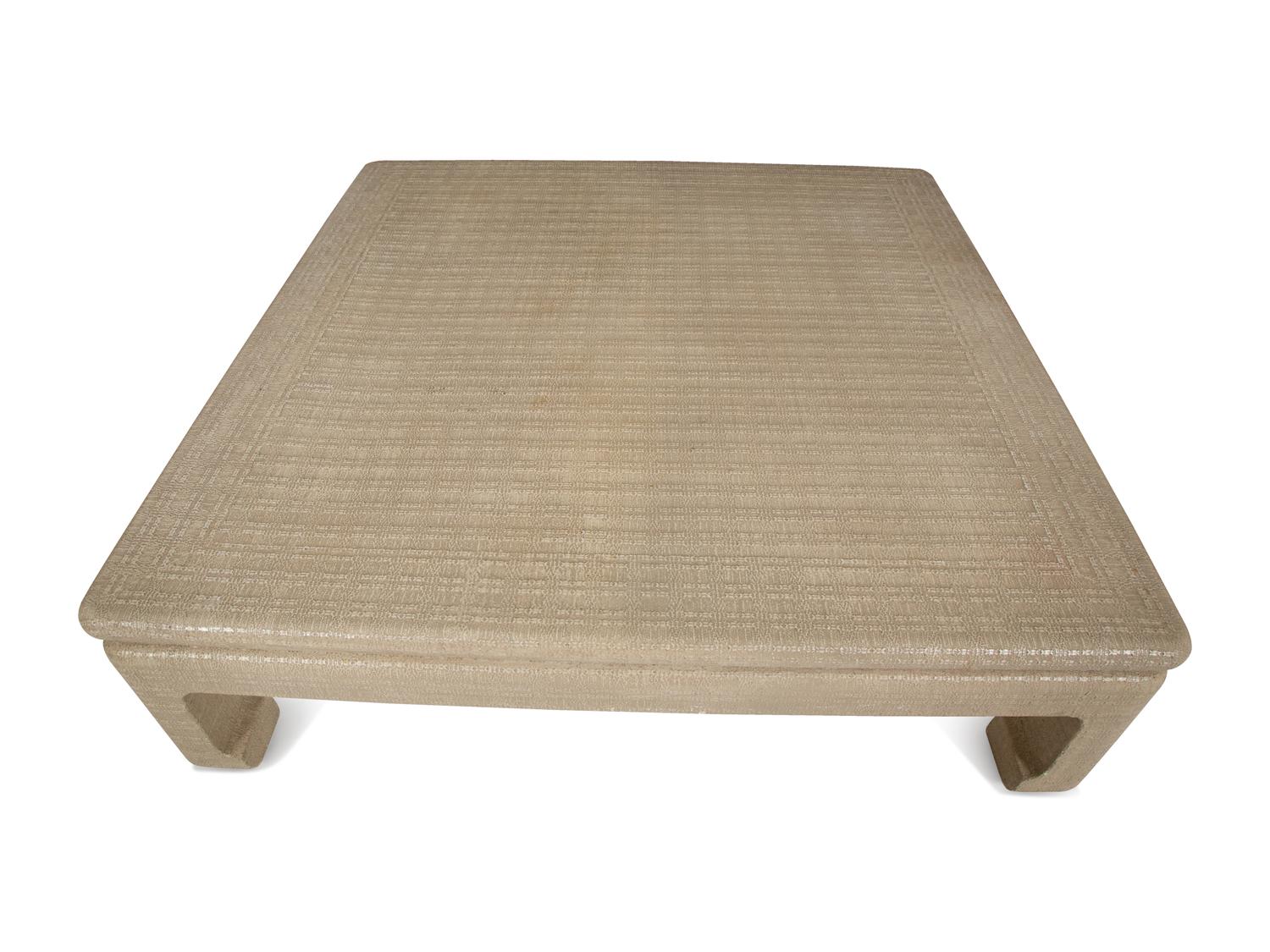 A Lacquered Grasscloth Ming Style Coffee Table