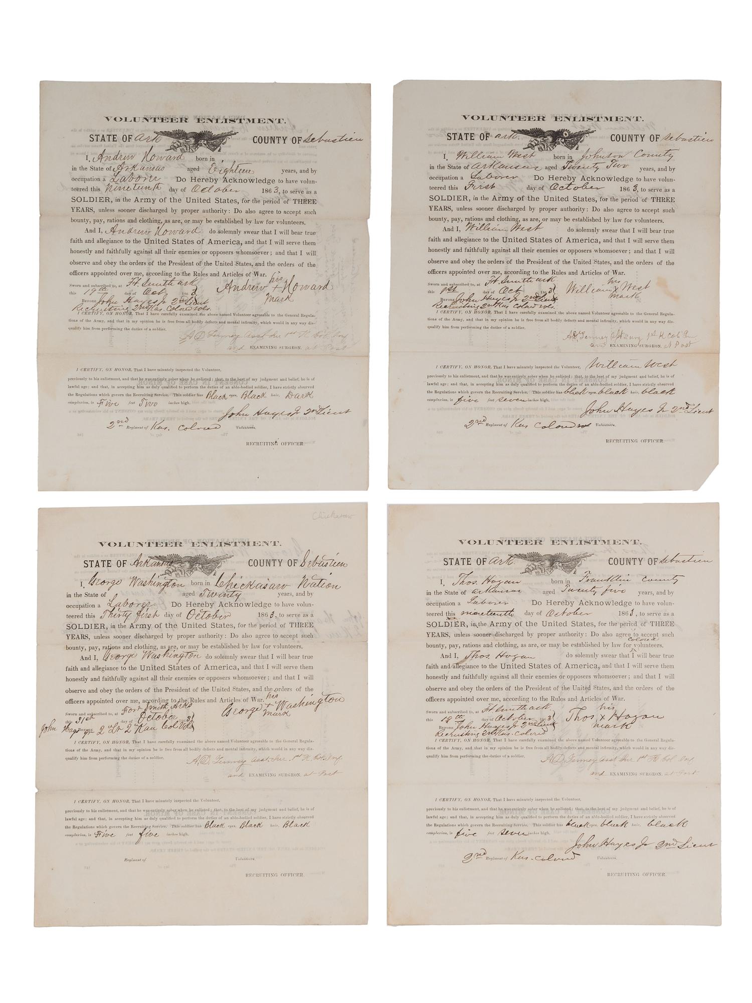 [CIVIL WAR]. 11th U.S. Colored Troops archive, Fort Smith, Arkansas.