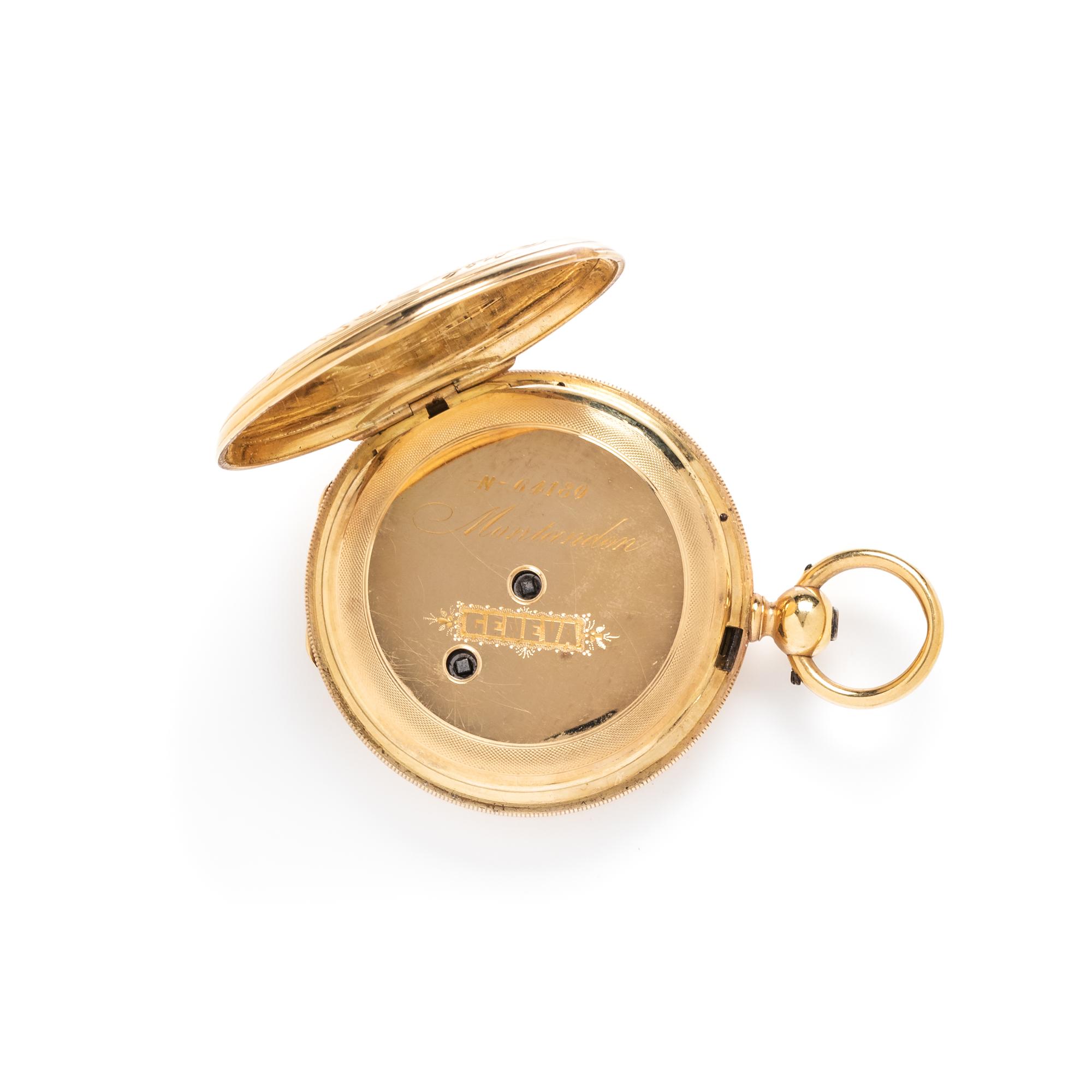 18K YELLOW GOLD HUNTER CASE POCKET WATCH