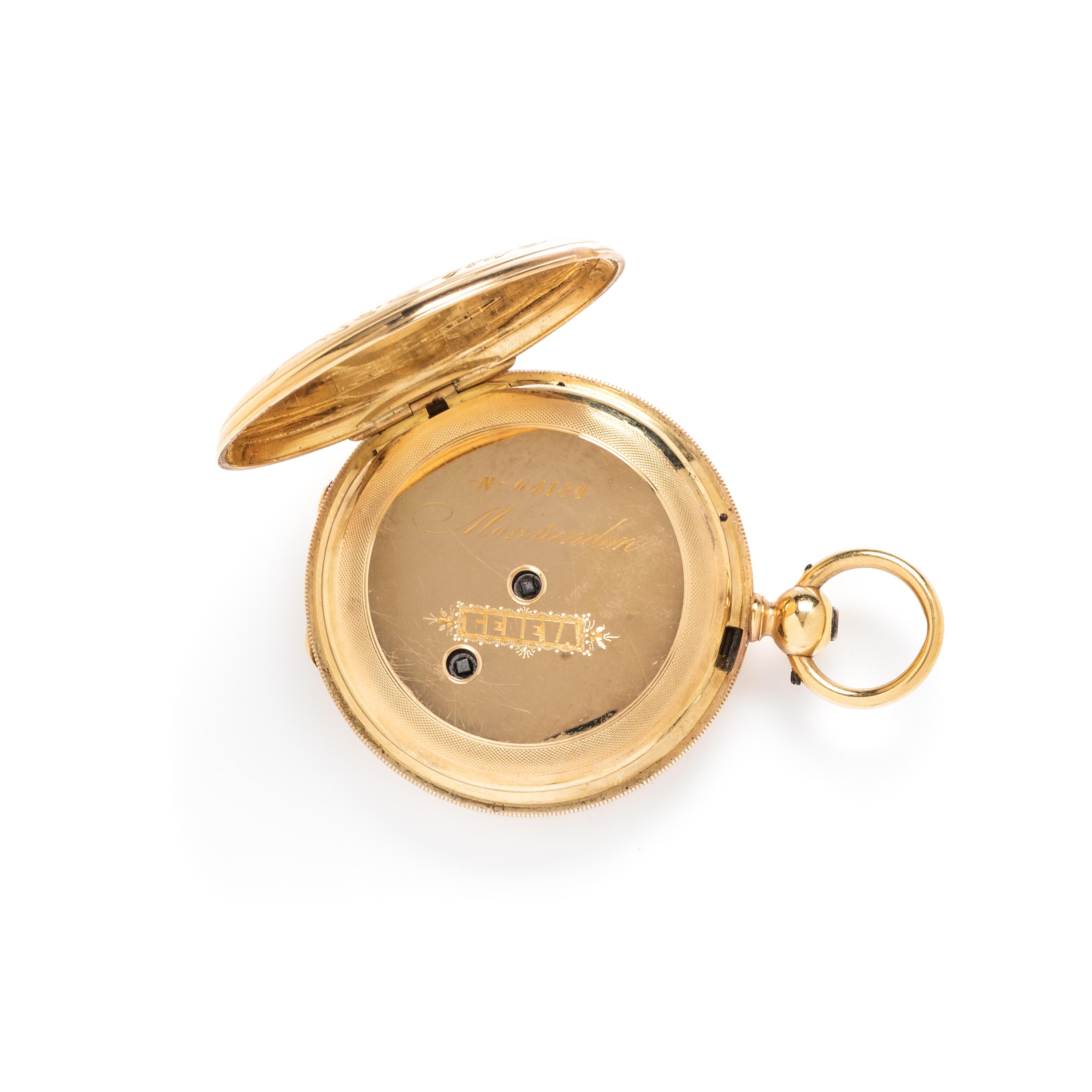 18K YELLOW GOLD HUNTER CASE POCKET WATCH