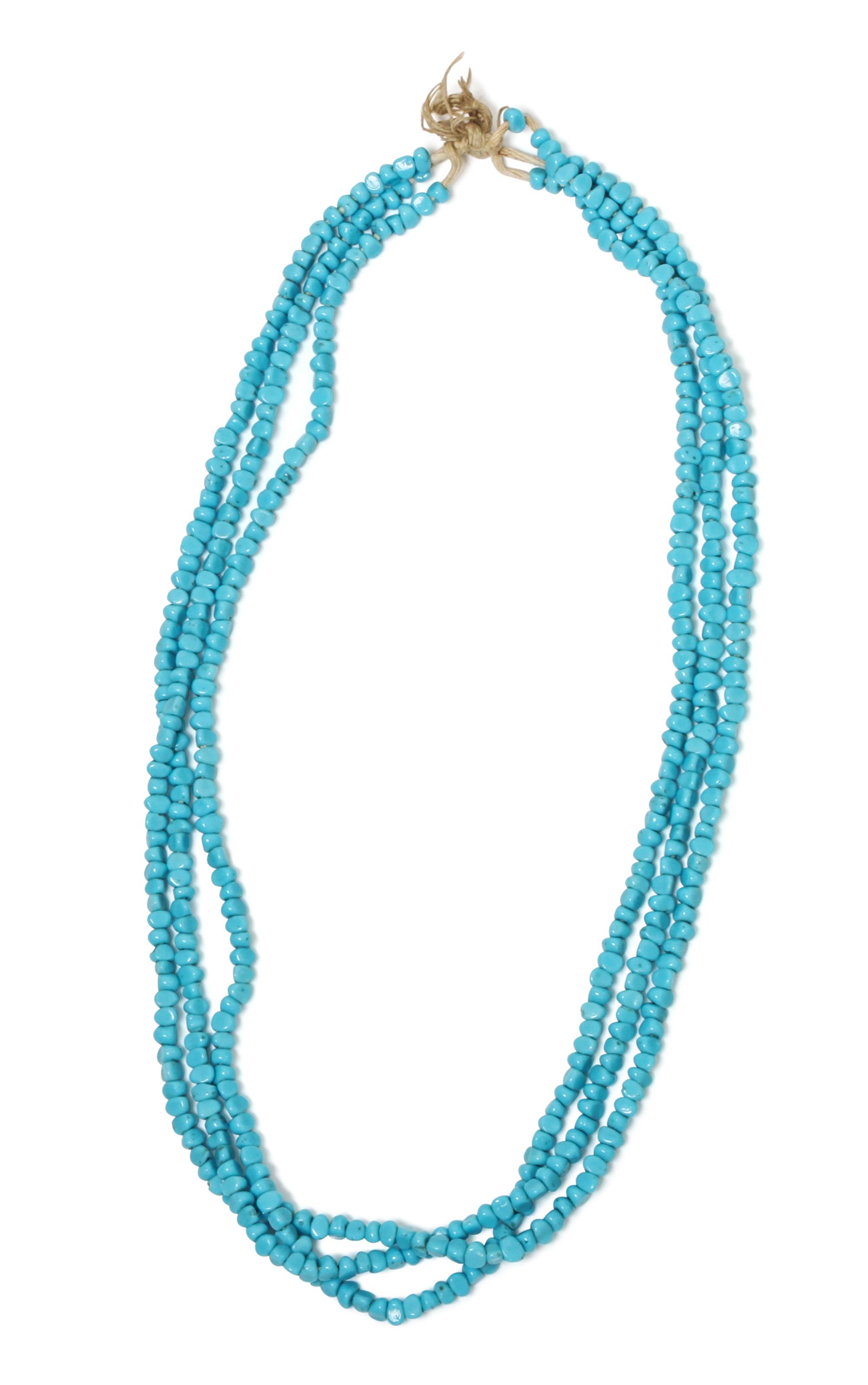 A Three Strand Glass Bead Necklace Length 26 inches.