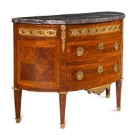 A Louis XVI Gilt Bronze Mounted Parquetry Marble-Top Commode