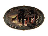 A Maison Baguès Faux Bamboo Gilt Bronze and Chinese Lacquer Low Table