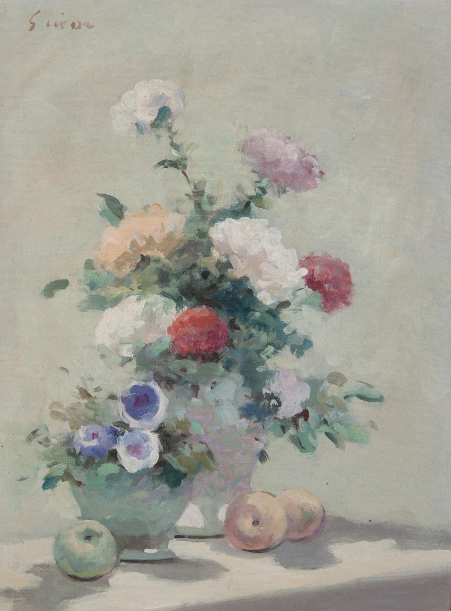 Andre Gisson, (American/French, 1921-2003), Floral Still Life with Apples
