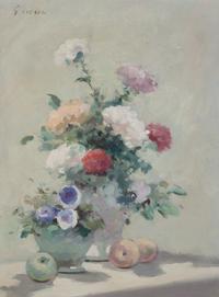 Andre Gisson, (American/French, 1921-2003), Floral Still Life with Apples