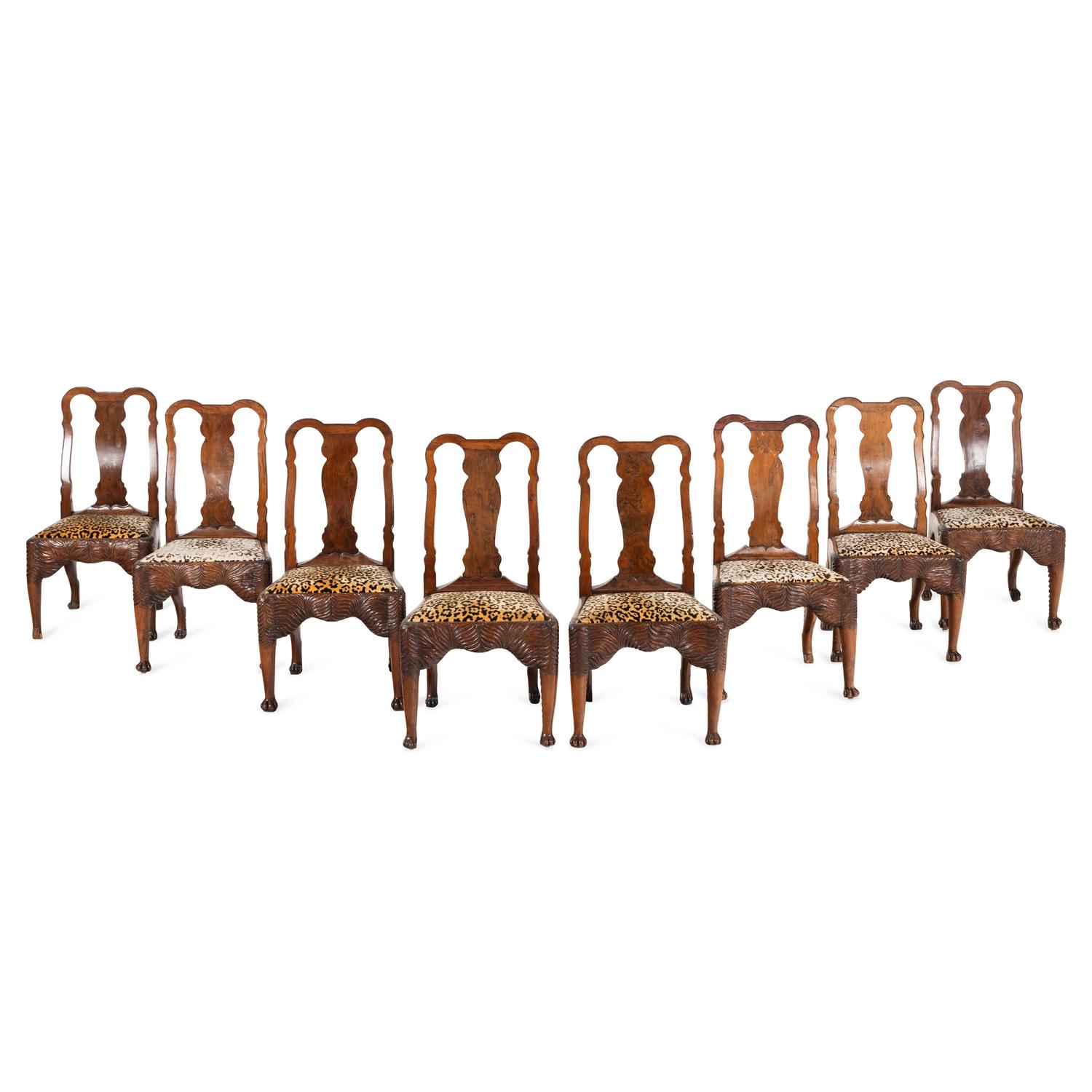 A Set of Eight Anglo-Colonial Yew Wood Dining Chairs