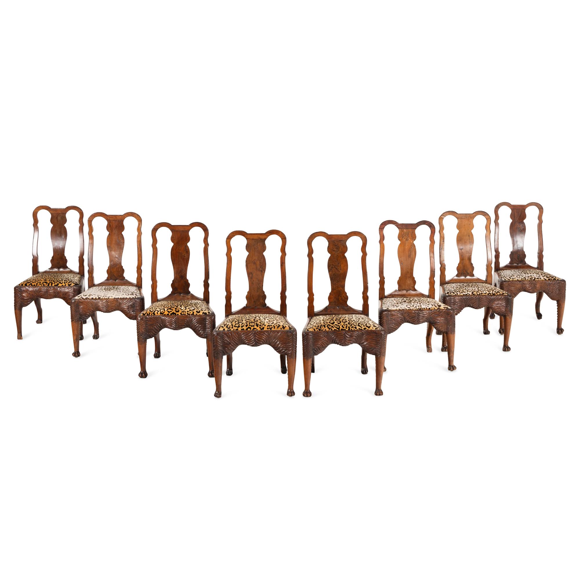 A Set of Eight Anglo-Colonial Yew Wood Dining Chairs