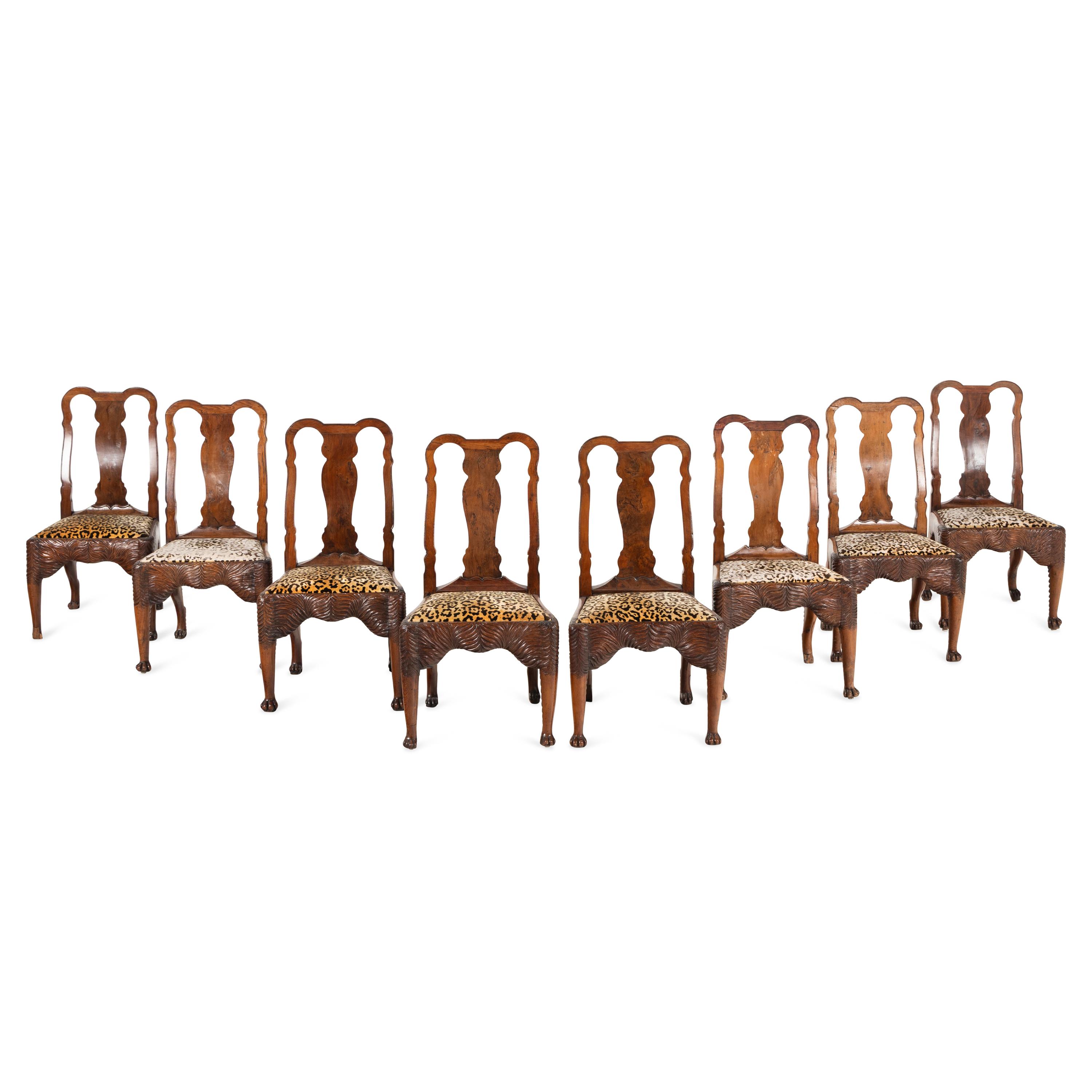 A Set of Eight Anglo-Colonial Yew Wood Dining Chairs