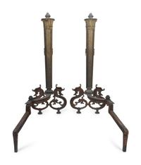 A Pair of Neoclassical Style Gilt Metal Andirons — EARLY 20TH CENTURY
