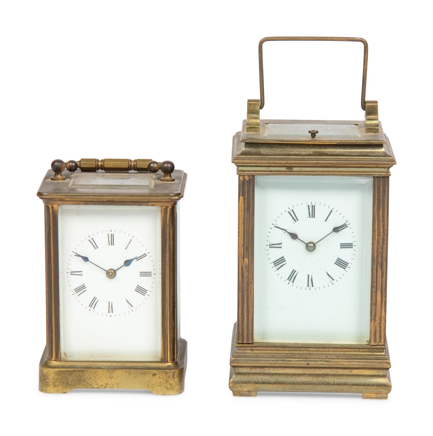 Two French Brass Carriage Clocks