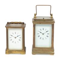 Two French Brass Carriage Clocks