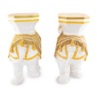 A Pair of Italian Glazed Terracotta Elephant-Form Garden Seats