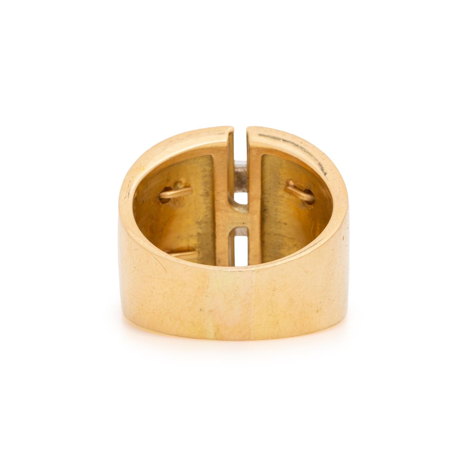 DIAMOND, ENAMEL, AND BICOLOR GOLD BUCKLE RING