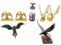 A Group of Eagle Themed Decorative Articles Height of tallest 11 1/2 inches.