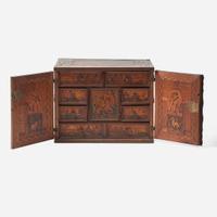 A German Baroque walnut marquetry table cabinet late 17th century