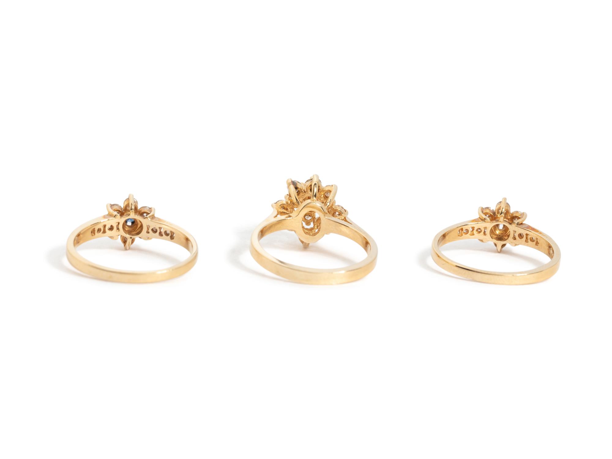 COLLECTION OF YELLOW GOLD AND DIAMOND RINGS
