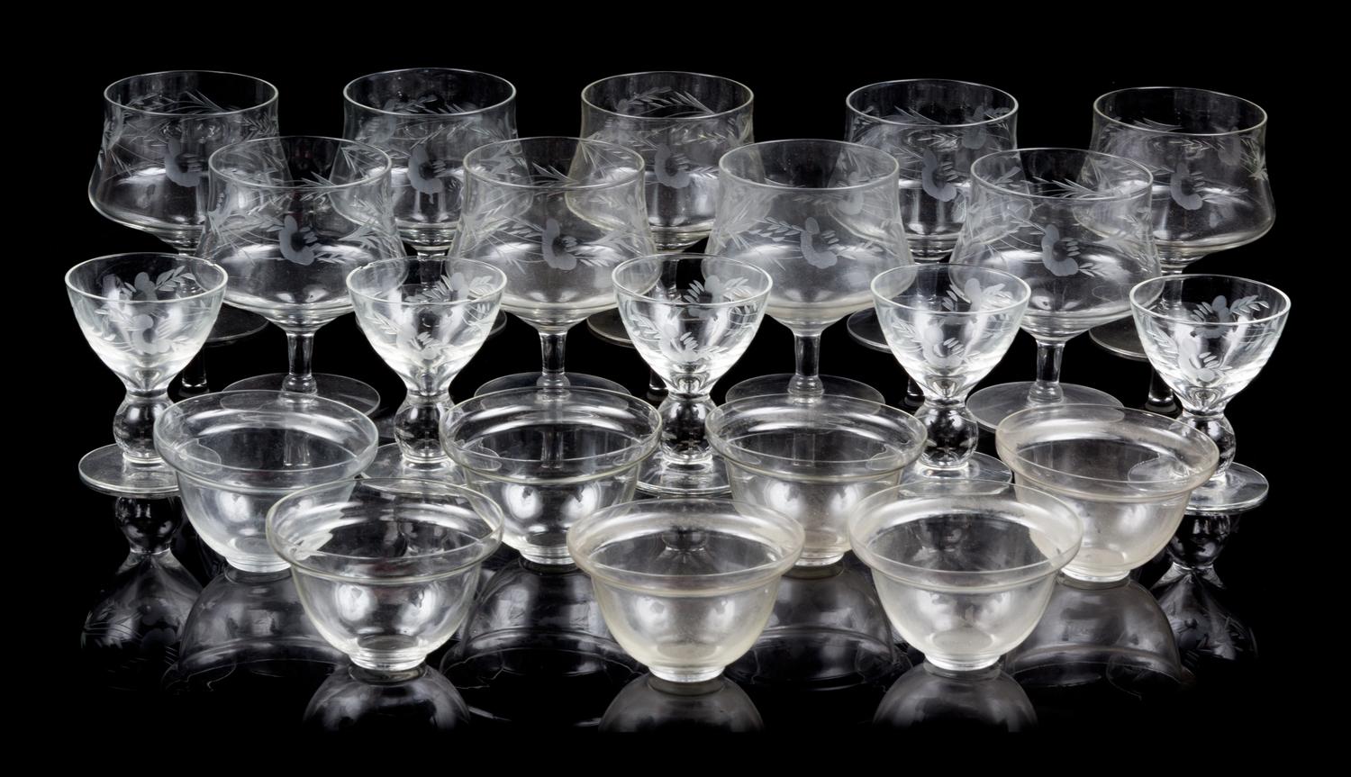 A Collection of Wine and Sherry Glasses Height of tallest 4 3/4 inches.