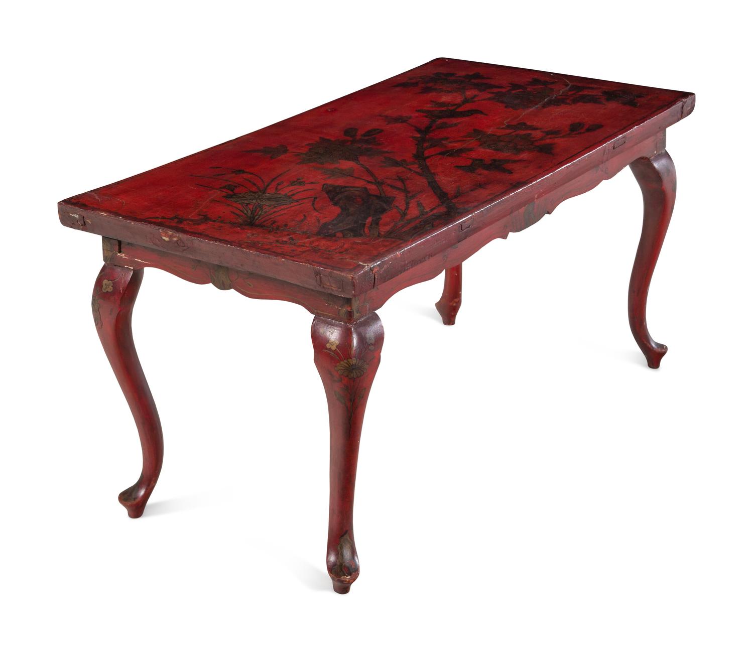 A Queen Anne Style Red-Painted Chinoiserie Low Table