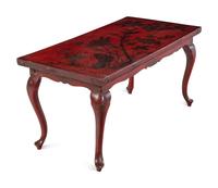 A Queen Anne Style Red-Painted Chinoiserie Low Table