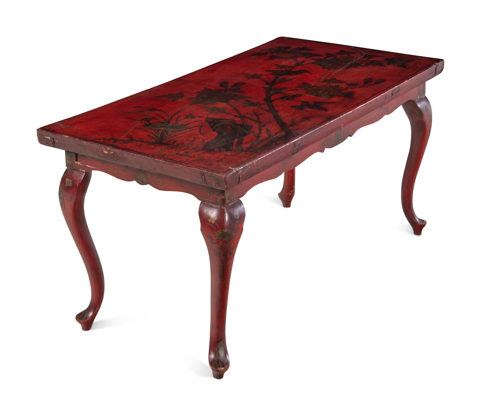 A Queen Anne Style Red-Painted Chinoiserie Low Table