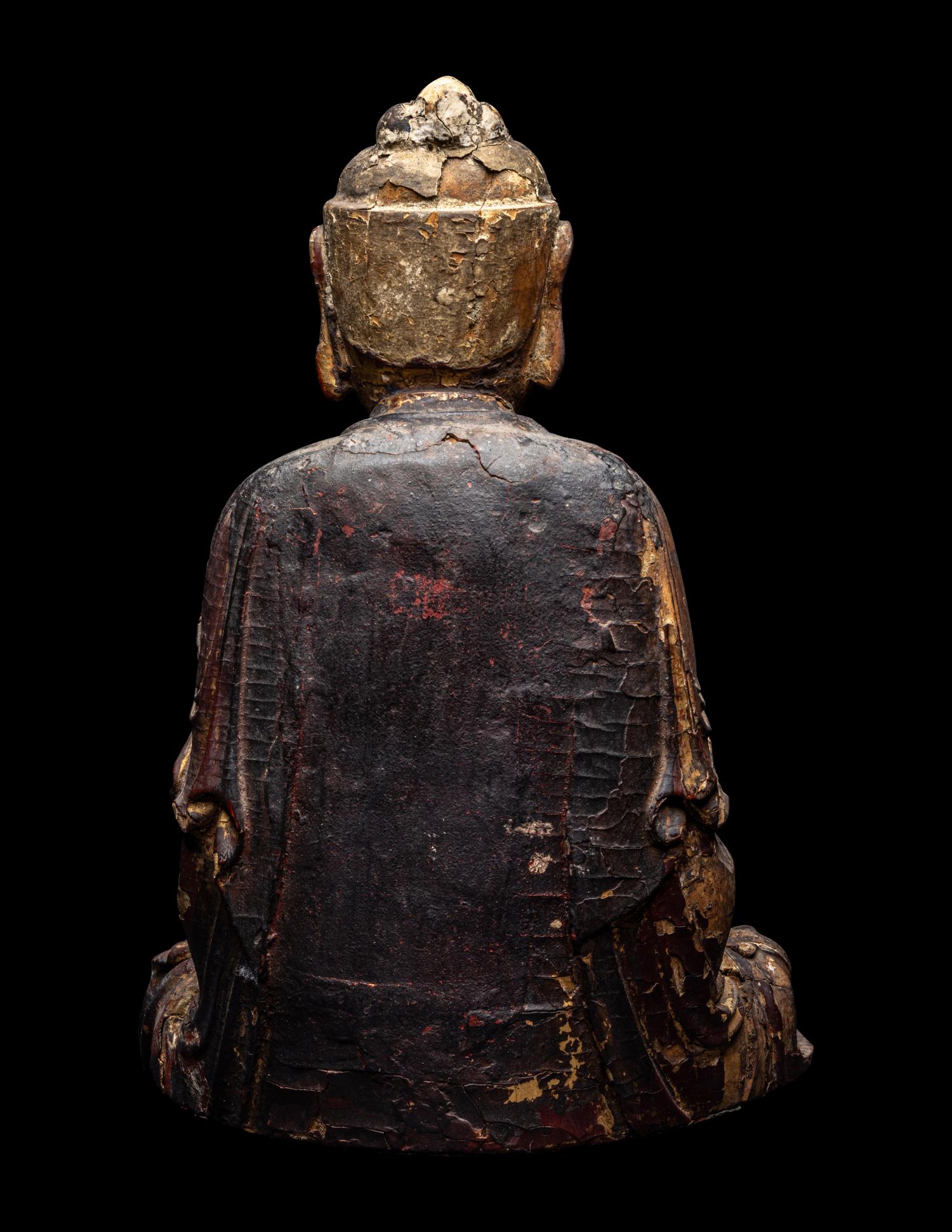 A Japanese Gilt Lacquered Figure of Seated Buddha