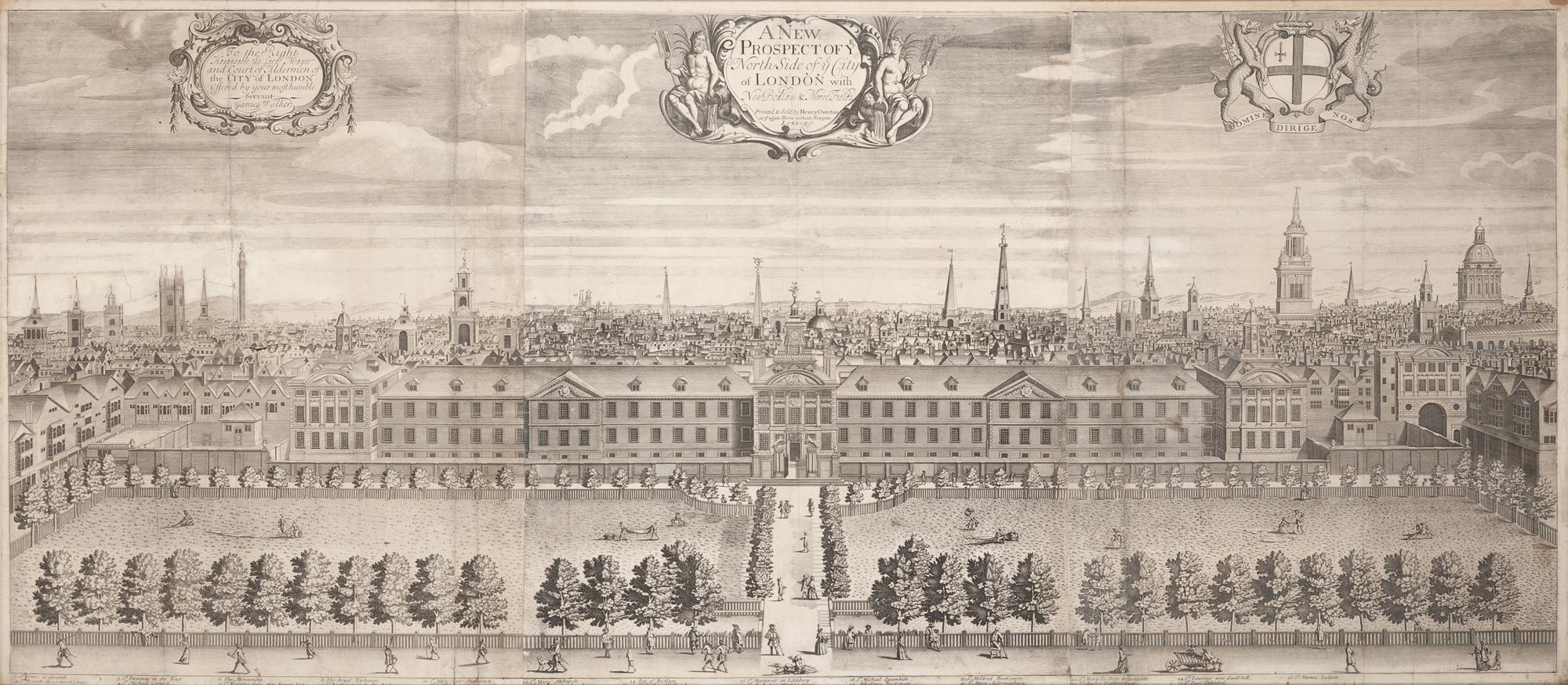 [LONDON] -- A New Prospect of ye North-Side of ye City of London with New Bedlam & Moore-Fields . London: henry Overton, ca 1710.
