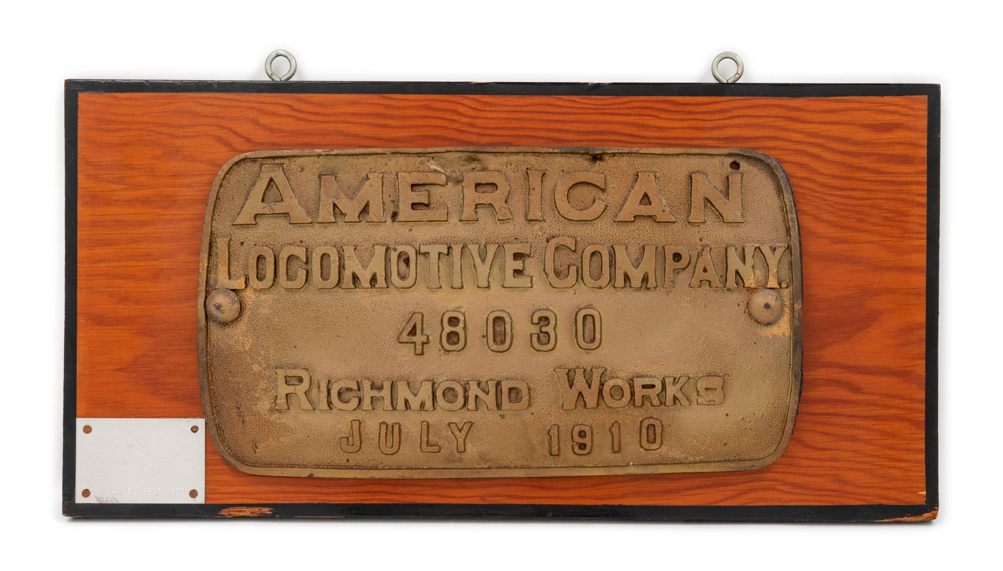 Two Painted Metal American Locomotive Company: Richmond Works Locomotive Badges for the MR & BT Railroad.