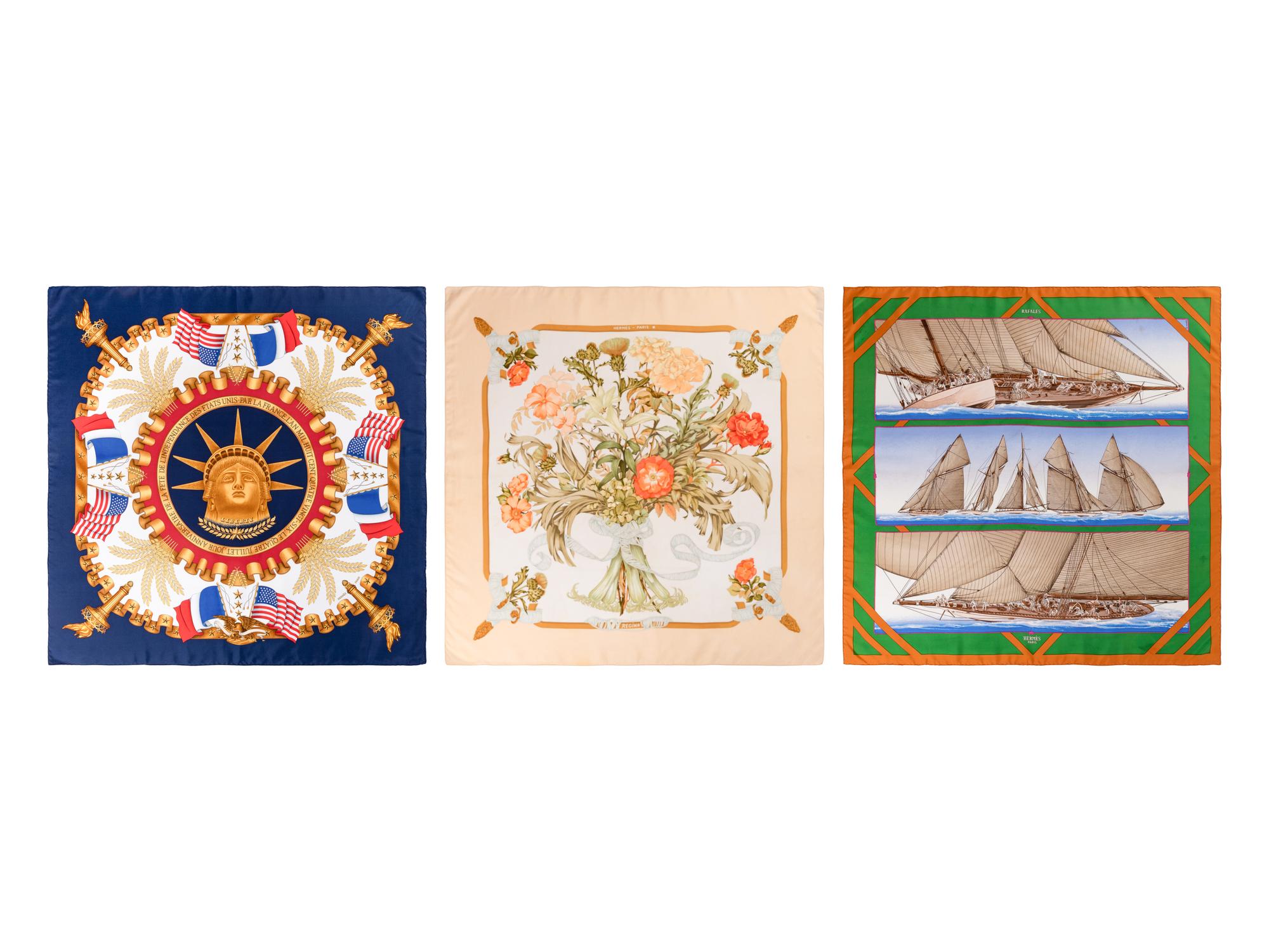 Three Hermès Silk Scarves