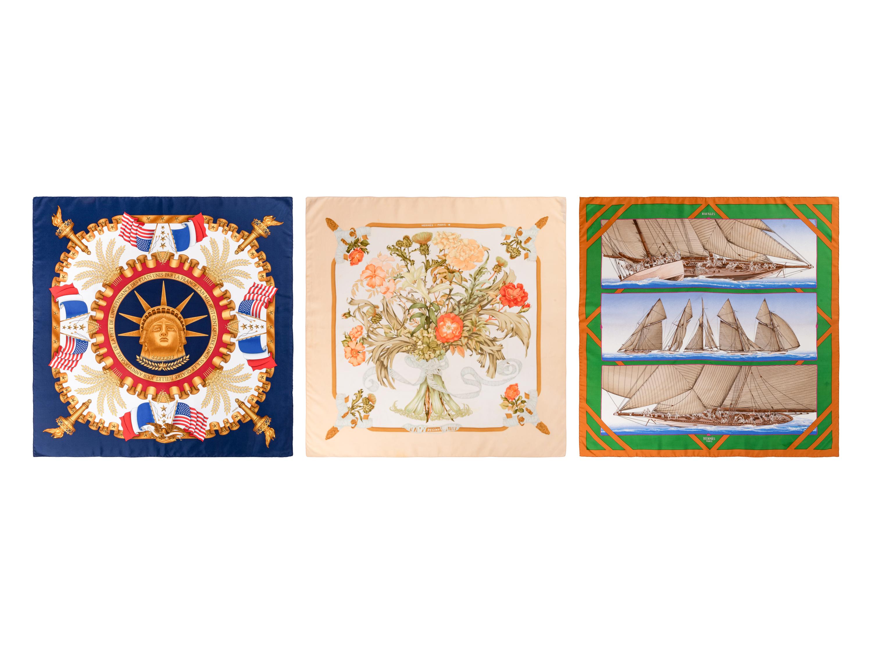 Three Hermès Silk Scarves