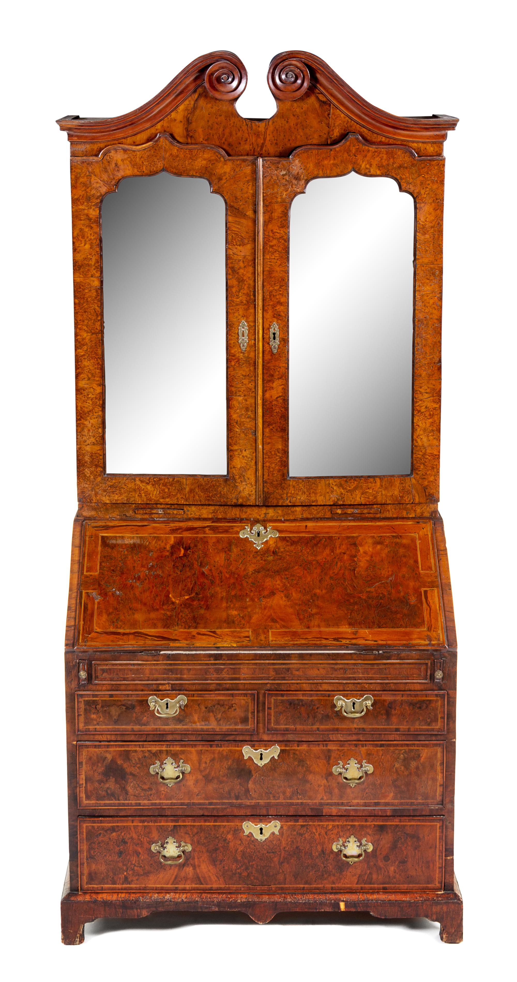 A George III Yew Wood Secretary Bookcase Height 88 x width 21 1/4 x depth 38 3/4 inches. — 18TH CENTURY