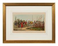 A Collection of Fifteen Engravings with Hand-Coloring of Architectural and Military Scenes