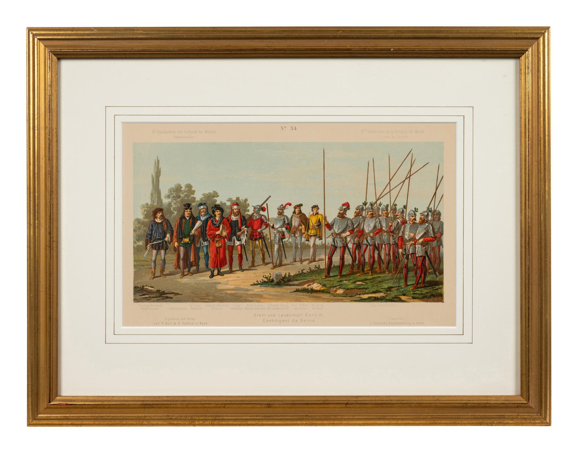A Collection of Fifteen Engravings with Hand-Coloring of Architectural and Military Scenes