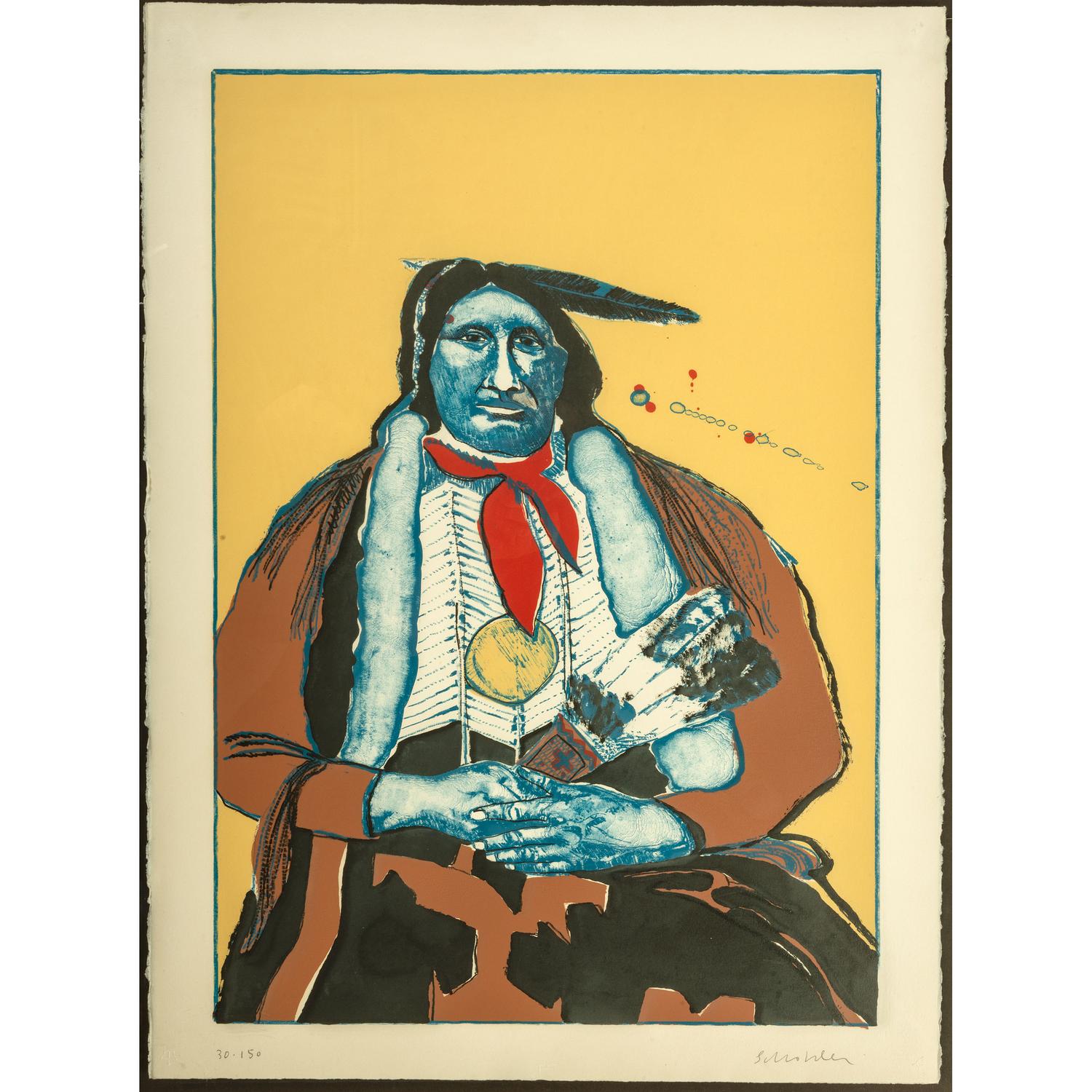 Indian with Feather Fan , edition 30/150