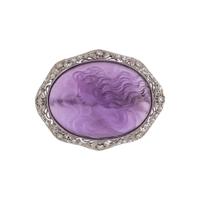 GLASS CAMEO AND DIAMOND BROOCH
