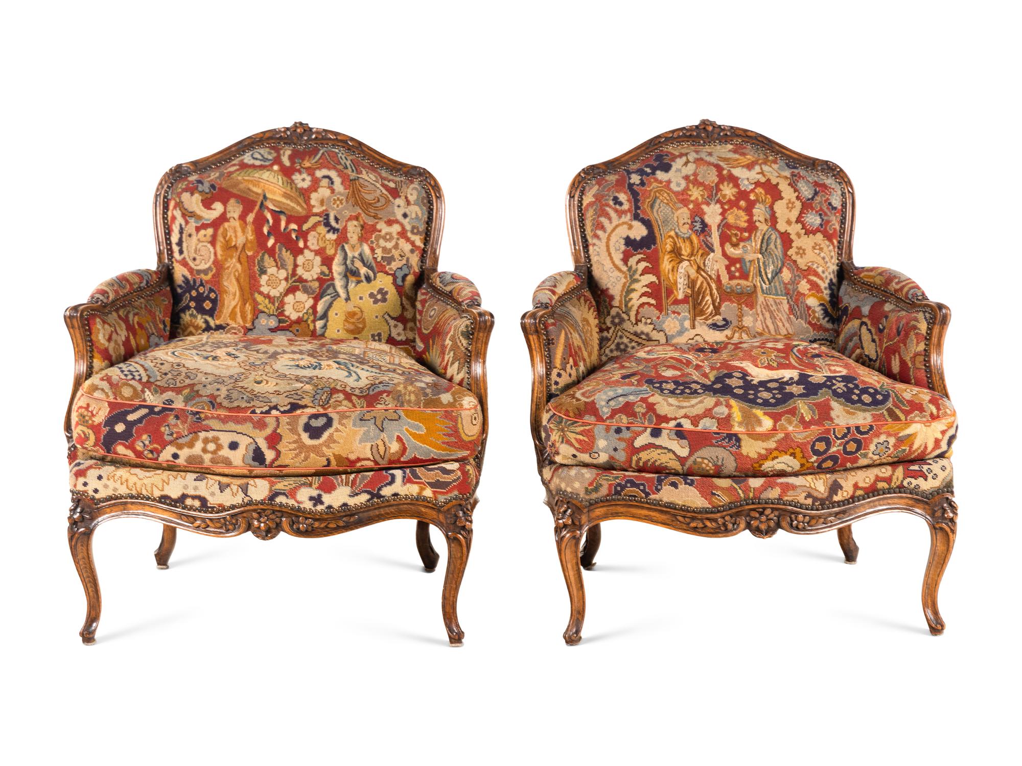 A Pair of Louis XV Style Bergères
