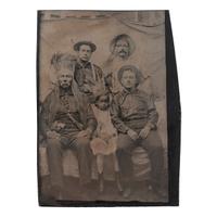 [WESTERN AMERICANA]. Tintype of western performers, incl. possible Native American subjects. N.p.: N.p., n.d.