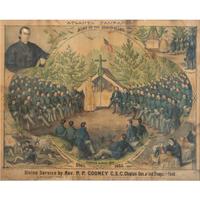 Scarce Civil War Chromolithograph Atlanta Campaign, Army of the Cumberland, Divine Service by Rev. P.P. Cooney