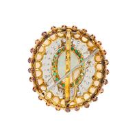 OPAL, EMERALD, DIAMOND, RUBY, AND GOLD PENDANT BROOCH