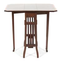 A Georgian Style Diminutive Inlaid Mahogany Drop Leaf Occasional Table Height 24 1/2 x width open 25 1/2 x depth 20 1/2 inches. — LATE 19TH/20TH CENTURY