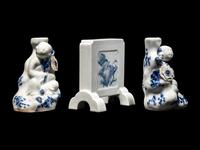Three Japanese Blue and White Porcelain Scholar's Objects