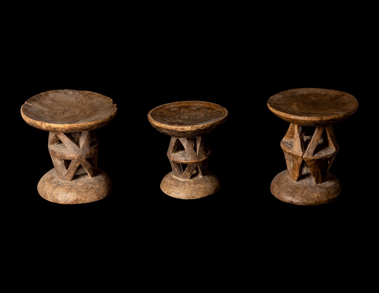 Three Tonga Wood Stools