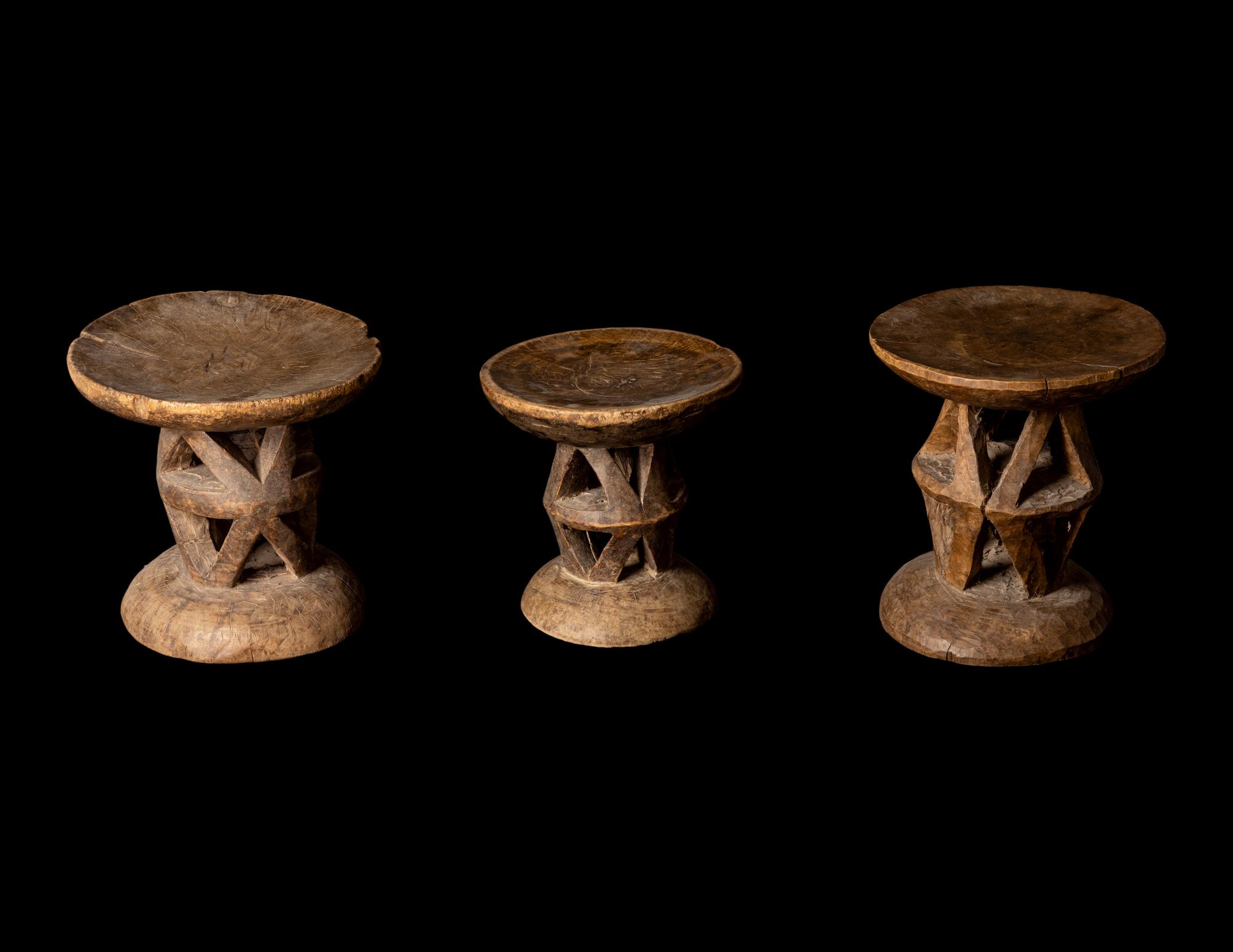 Three Tonga Wood Stools