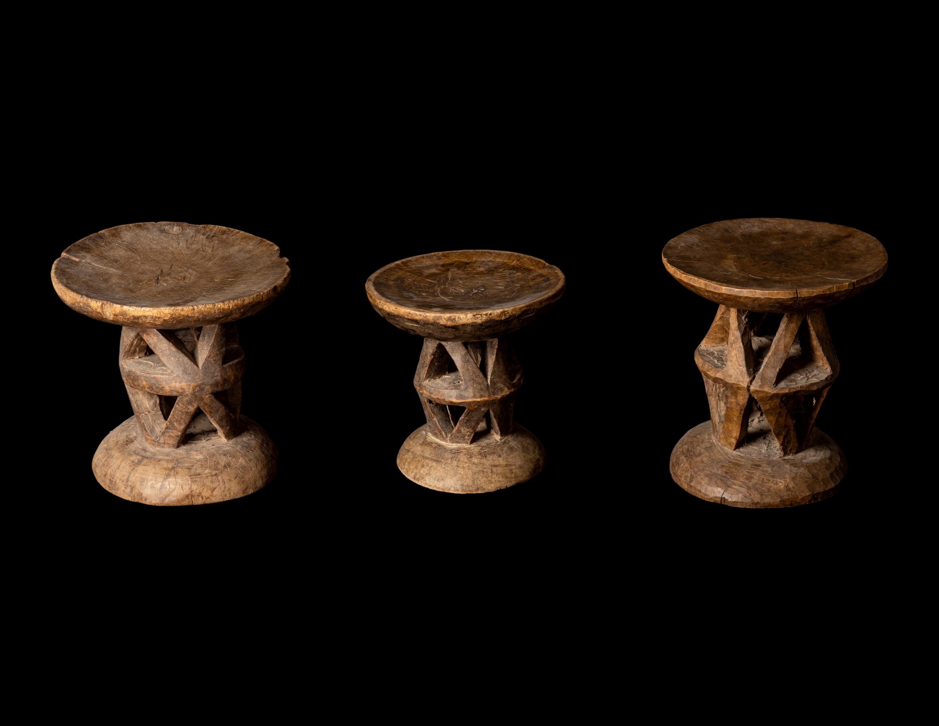 Three Tonga Wood Stools
