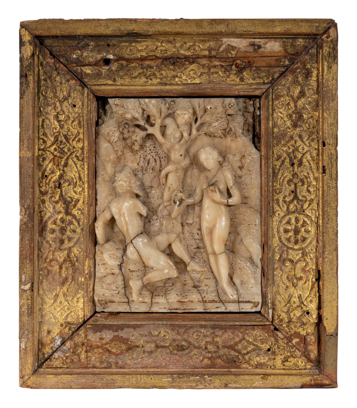 A South Netherlandish Carved Alabaster Relief of the Temptation